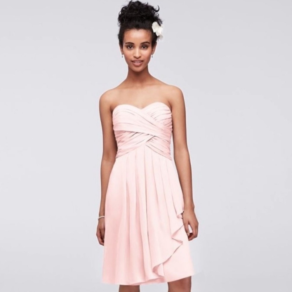 David's Bridal Strapless Chiffon Dress